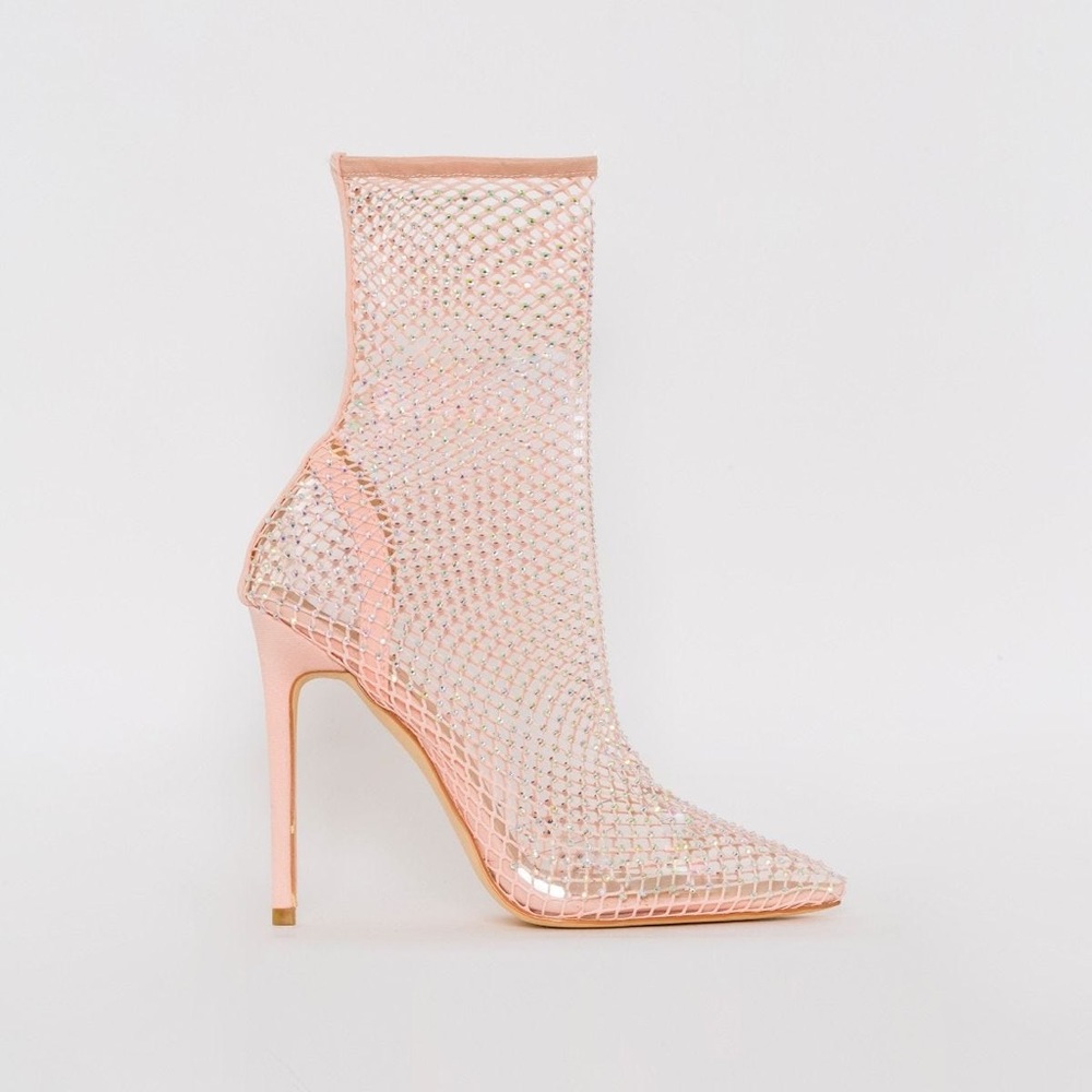 Nude Sparkly Fishnet Heel